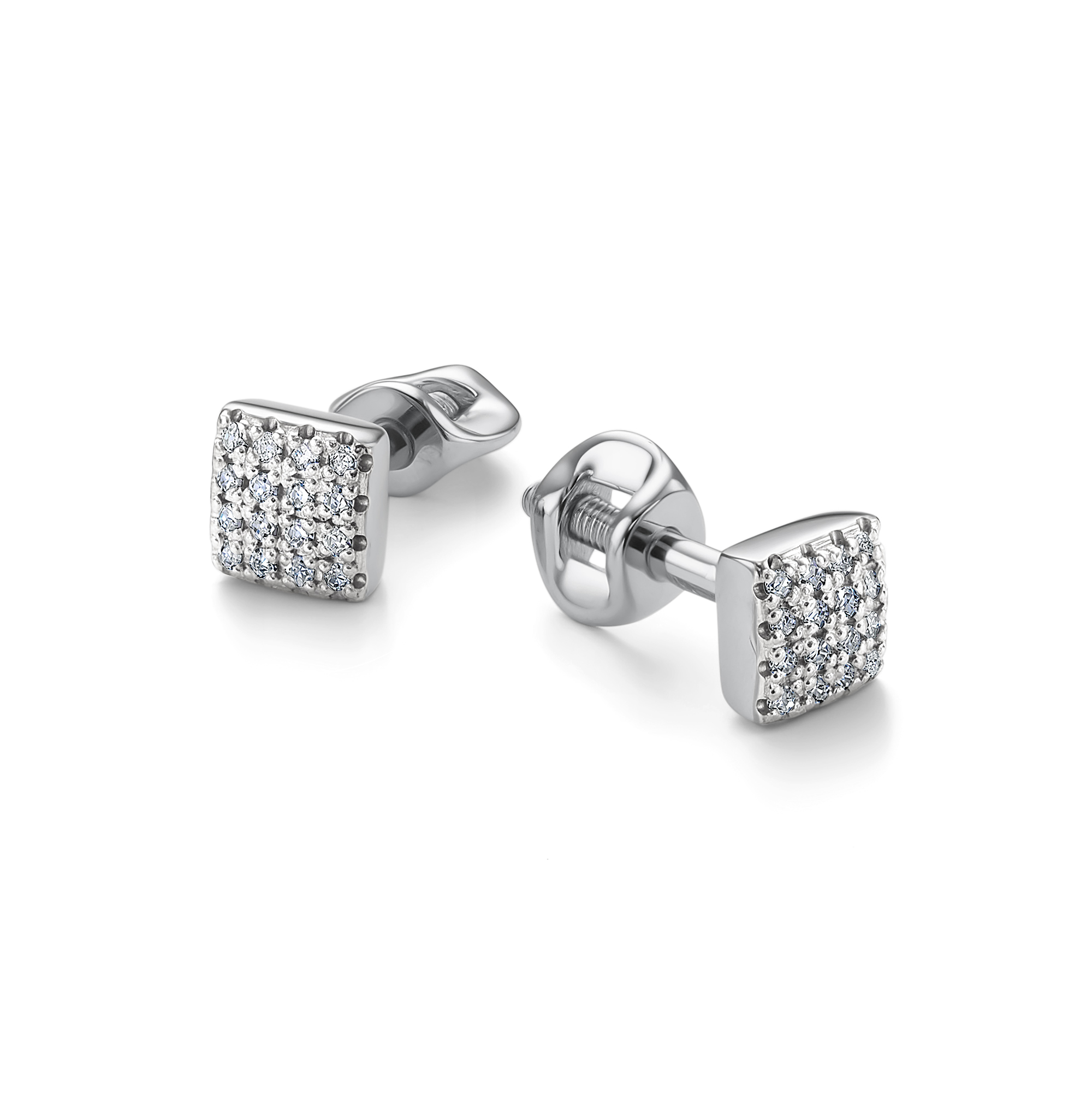 Серьги пусеты из белого золота с бриллиантом Алькор 22265-200 22265-200