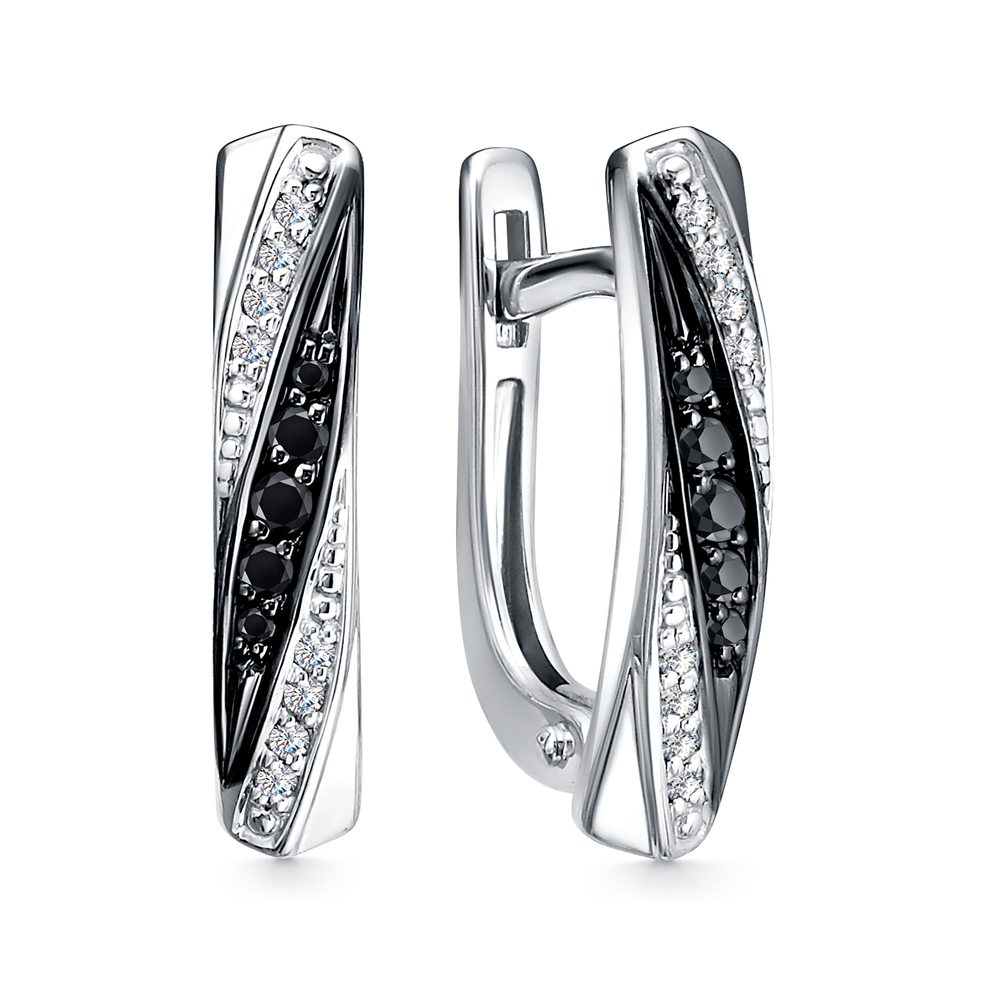 Серьги из белого золота с бриллиантом Алькор 23784-213 23784-213