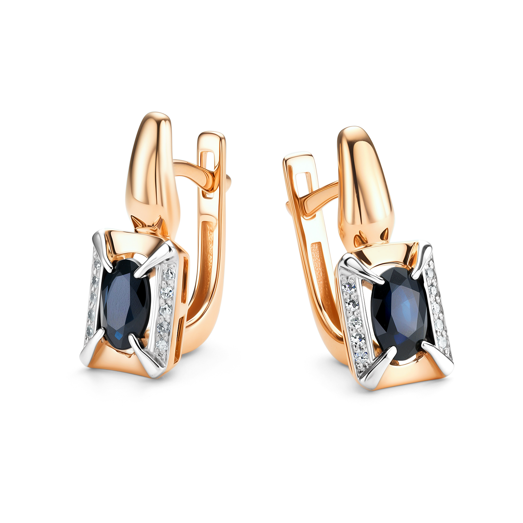 Серьги из золота с бриллиантом и с сапфиром Алькор 23933-102 23933-102
