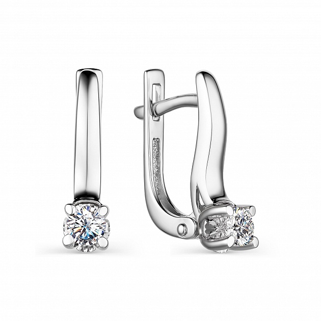 Серьги из белого золота с бриллиантом Алькор 23997-200 23997-200