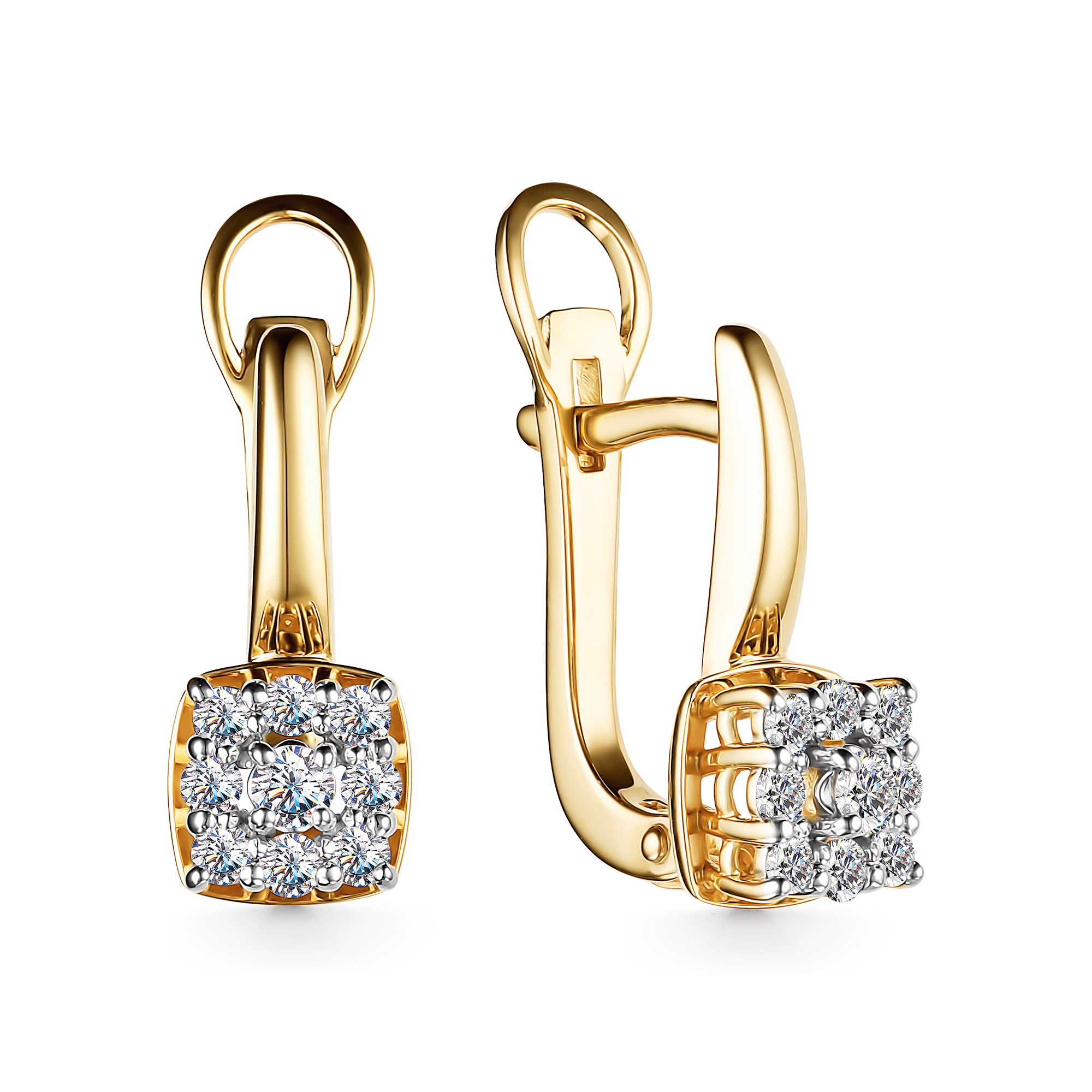 Серьги из лимонного золота с бриллиантом Алькор 24749-300 24749-300