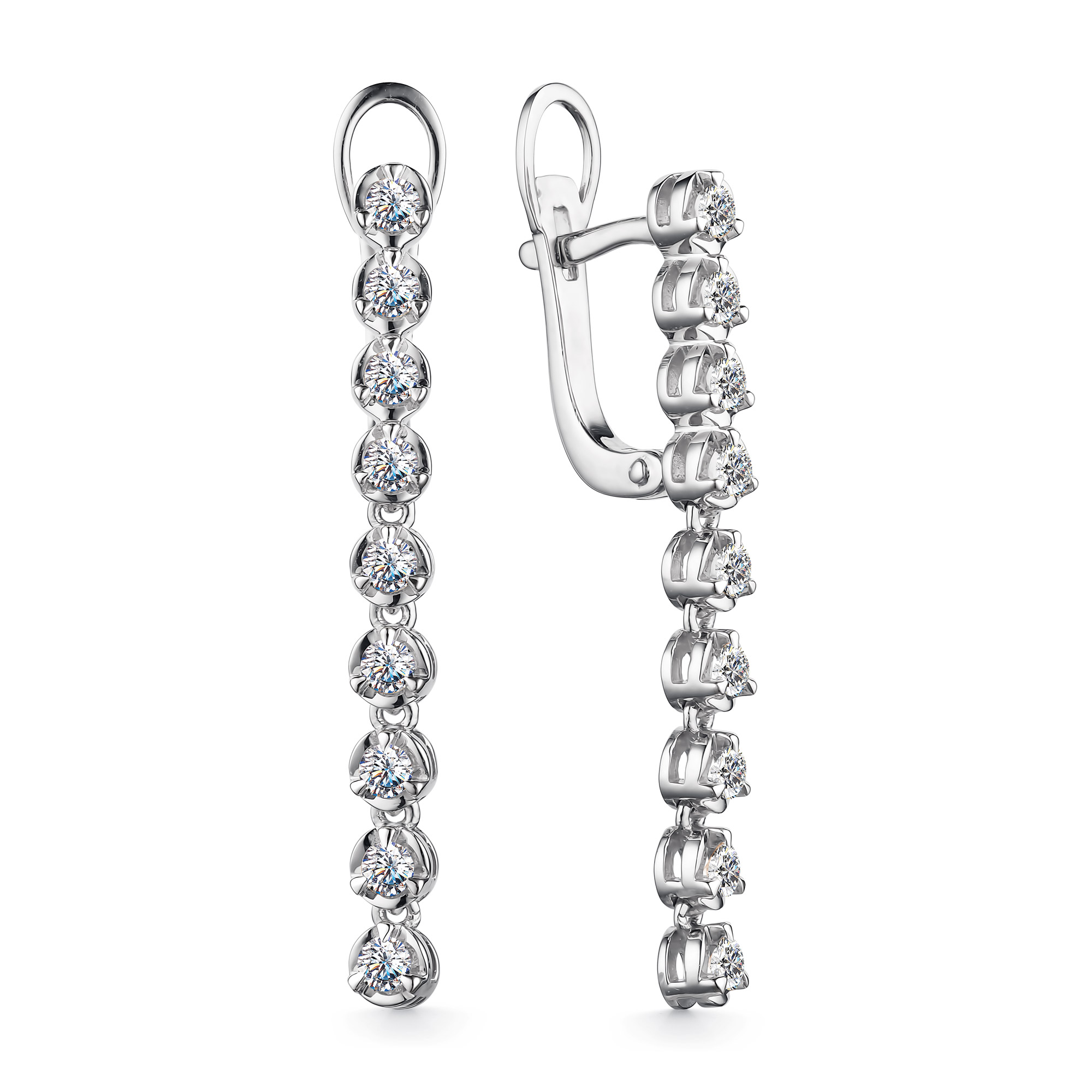Серьги из белого золота с бриллиантом Алькор 24934-200 24934-200