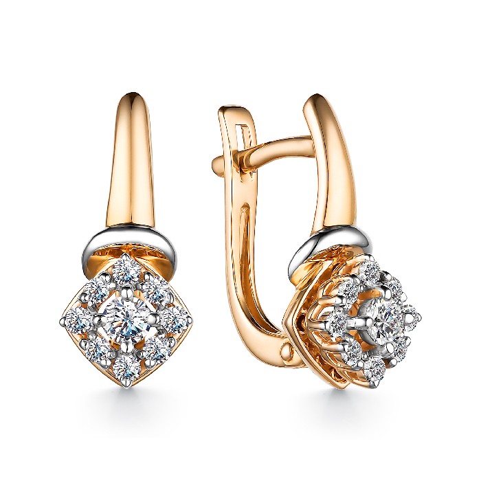 Серьги из золота с бриллиантом Алькор 24994-100 24994-100