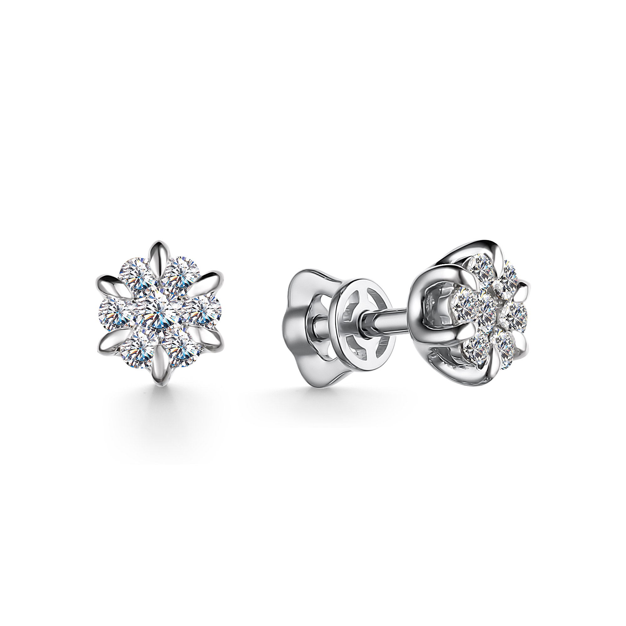Серьги пусеты из белого золота с бриллиантом Алькор 25087-200 25087-200