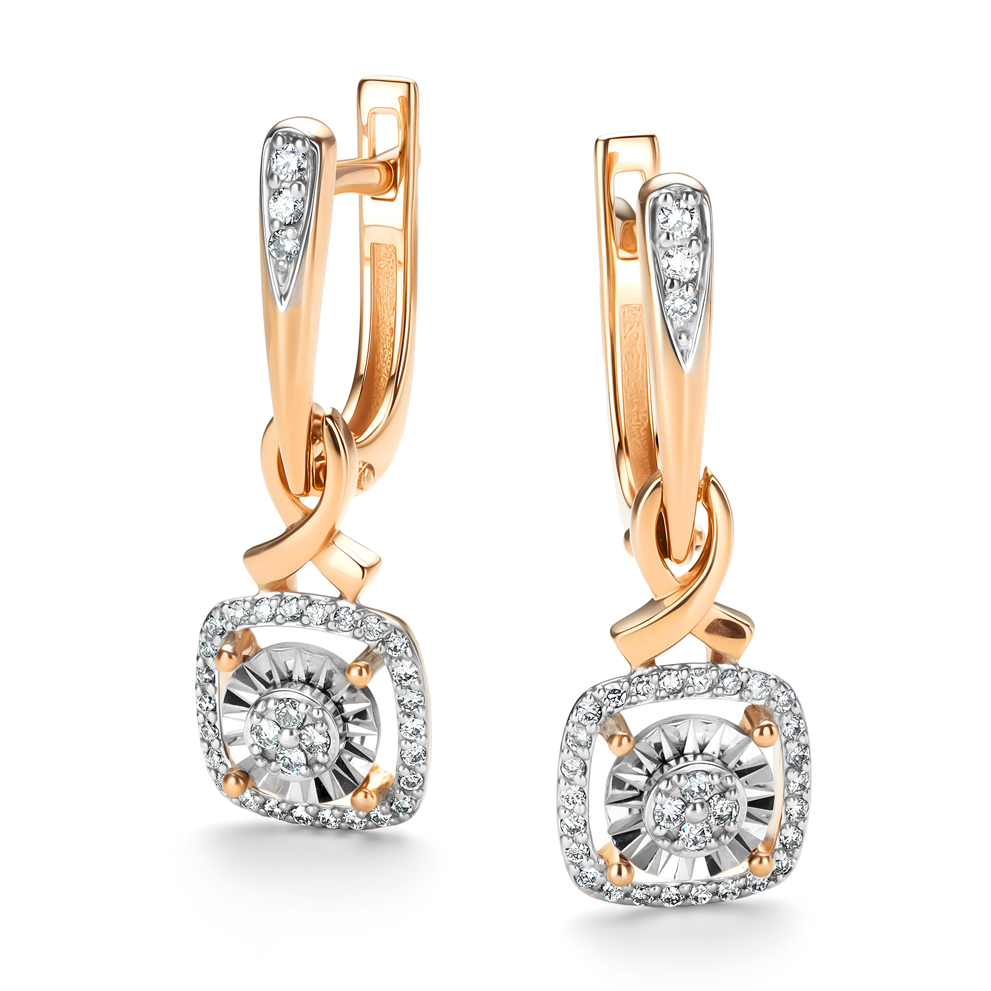 Серьги из золота с бриллиантом Алькор 25097-100 25097-100