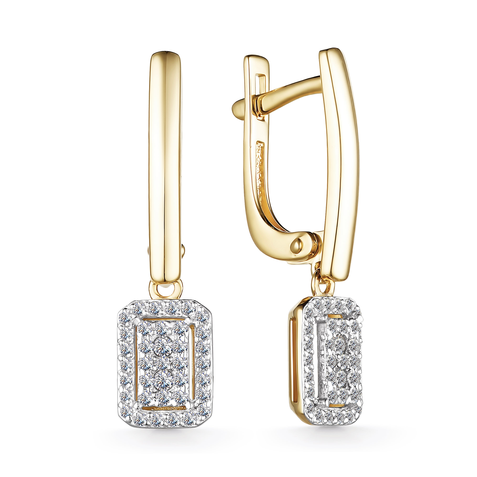 Серьги из лимонного золота с бриллиантом Алькор 25252-300 25252-300