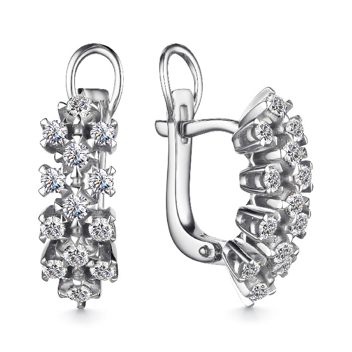 Серьги из белого золота с бриллиантом Алькор 25731-200 25731-200