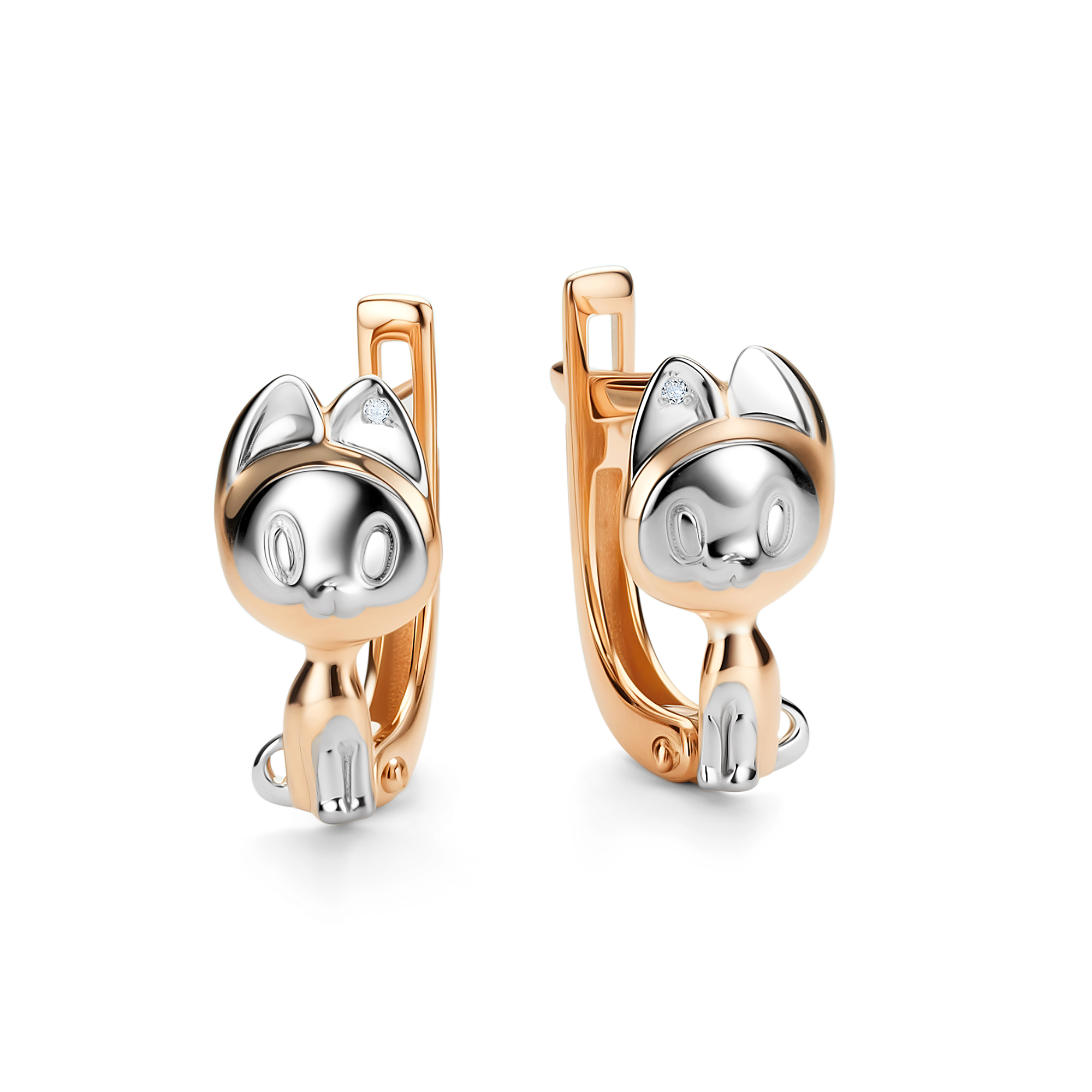 Серьги детские из золота с бриллиантом Алькор 25933-100 25933-100