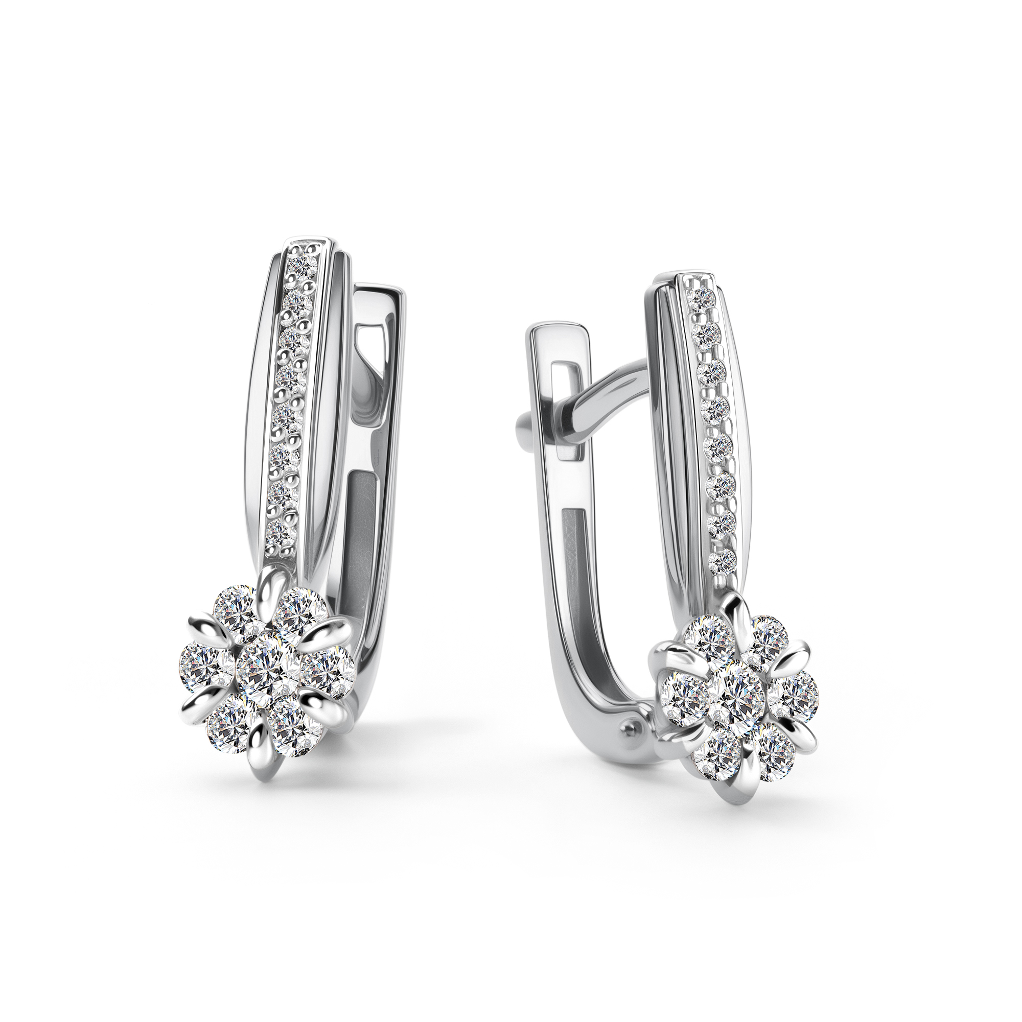 Серьги из белого золота с бриллиантом Алькор 25952-200 25952-200