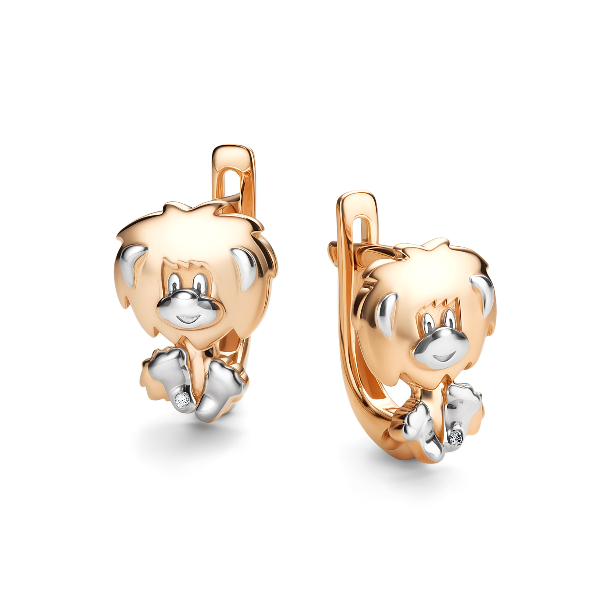 Серьги детские из золота с бриллиантом Алькор 25993-100 25993-100