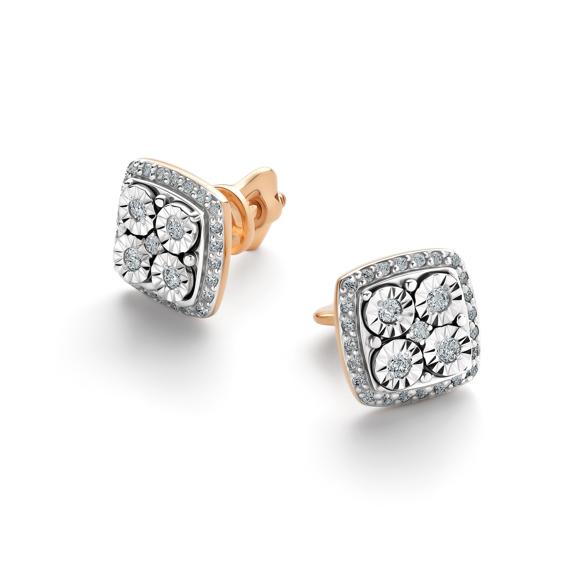 Серьги пусеты из золота с бриллиантом Алькор 26016-100 26016-100