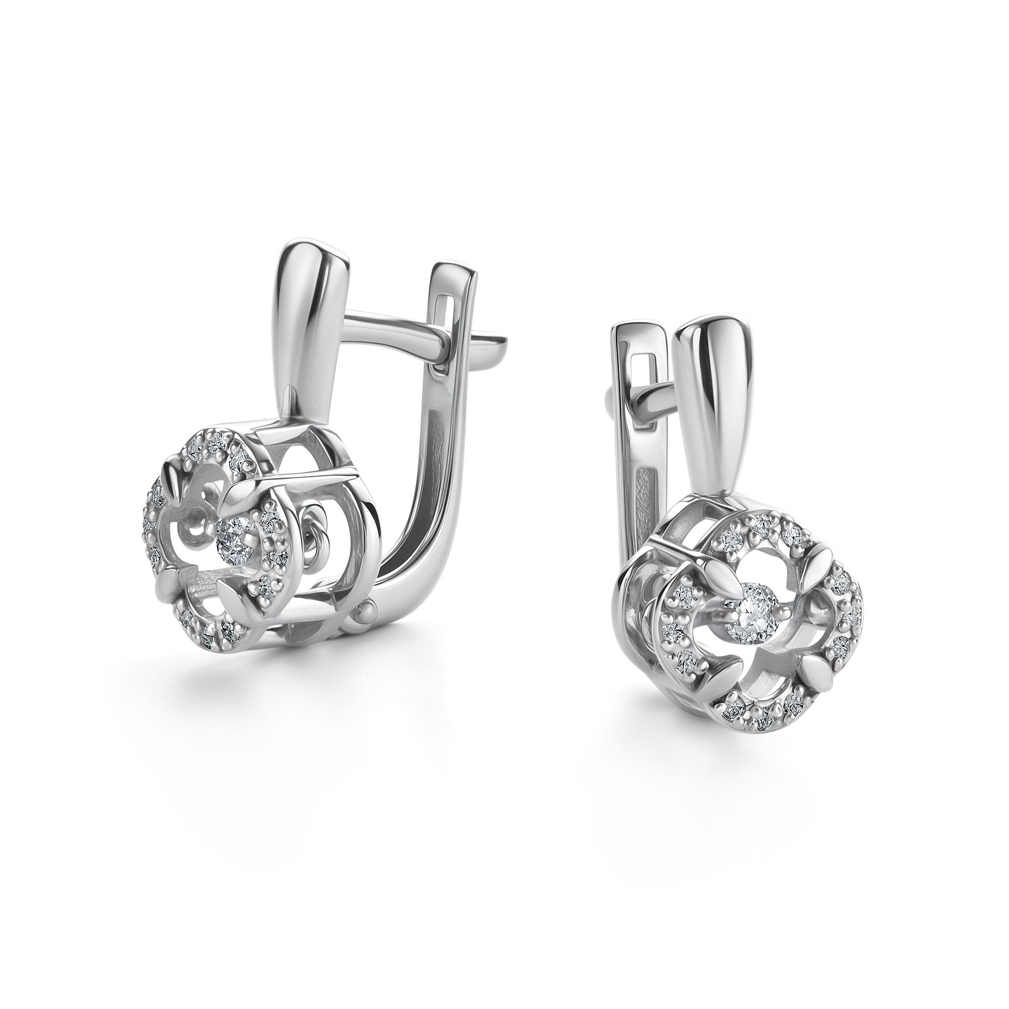 Серьги из белого золота с бриллиантом Алькор 26065-200 26065-200