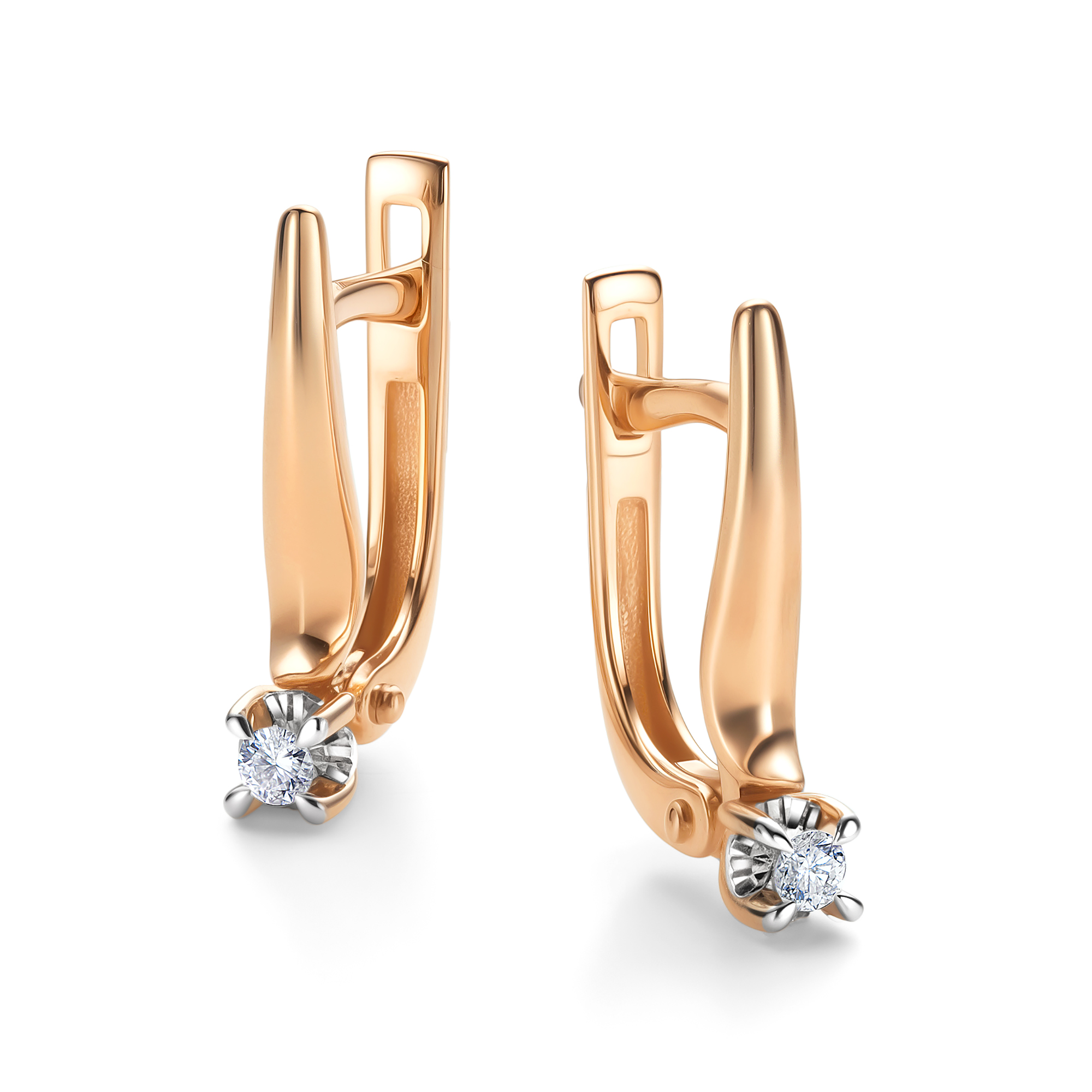 Серьги из золота с бриллиантом Алькор 26114-100 26114-100