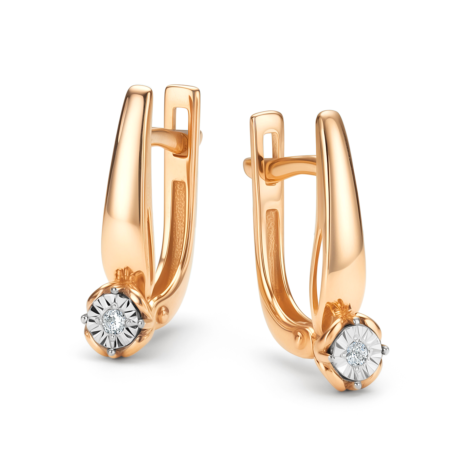 Серьги из золота с бриллиантом Алькор 26121-100 26121-100