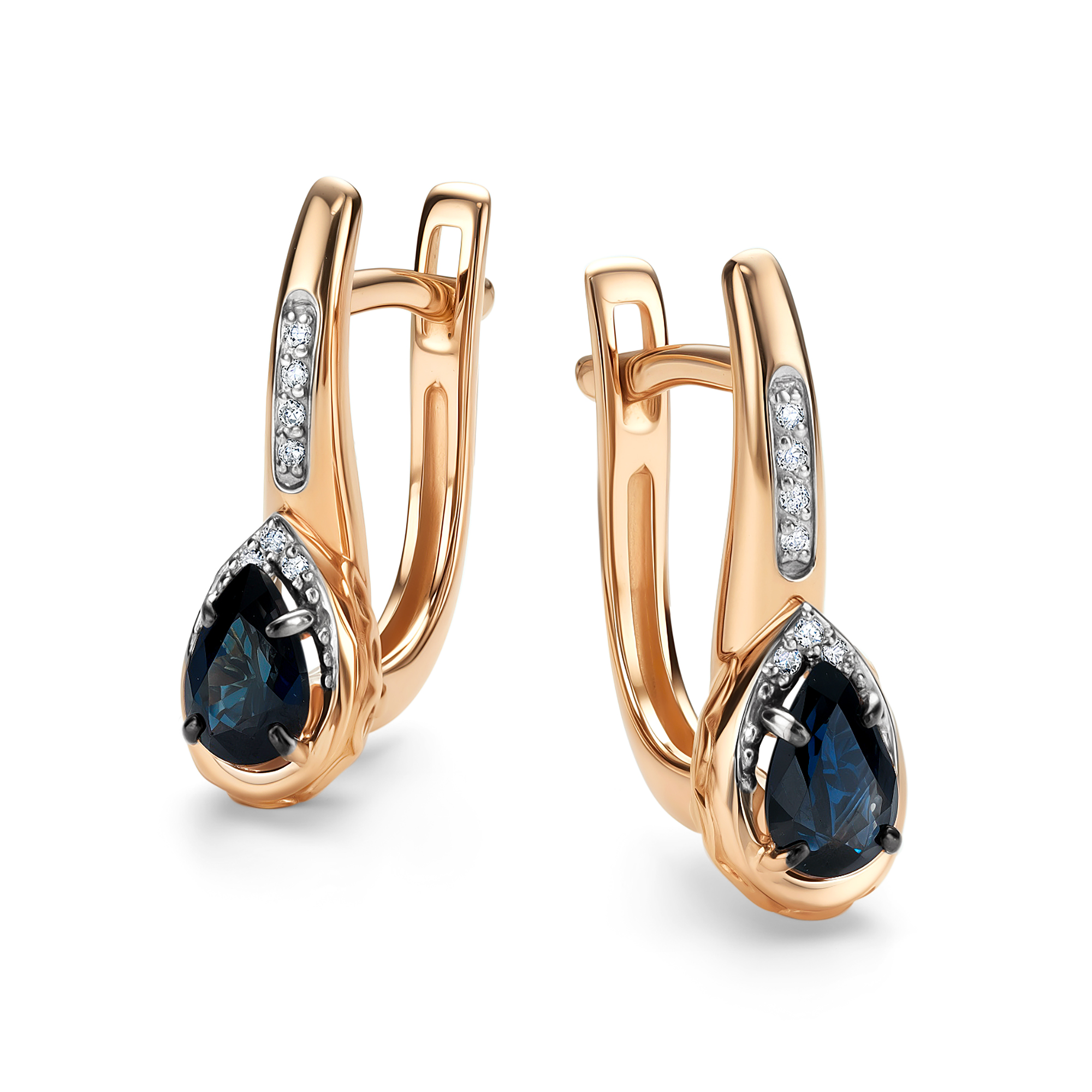 Серьги из золота с бриллиантом и с сапфиром Алькор 26192-102 26192-102
