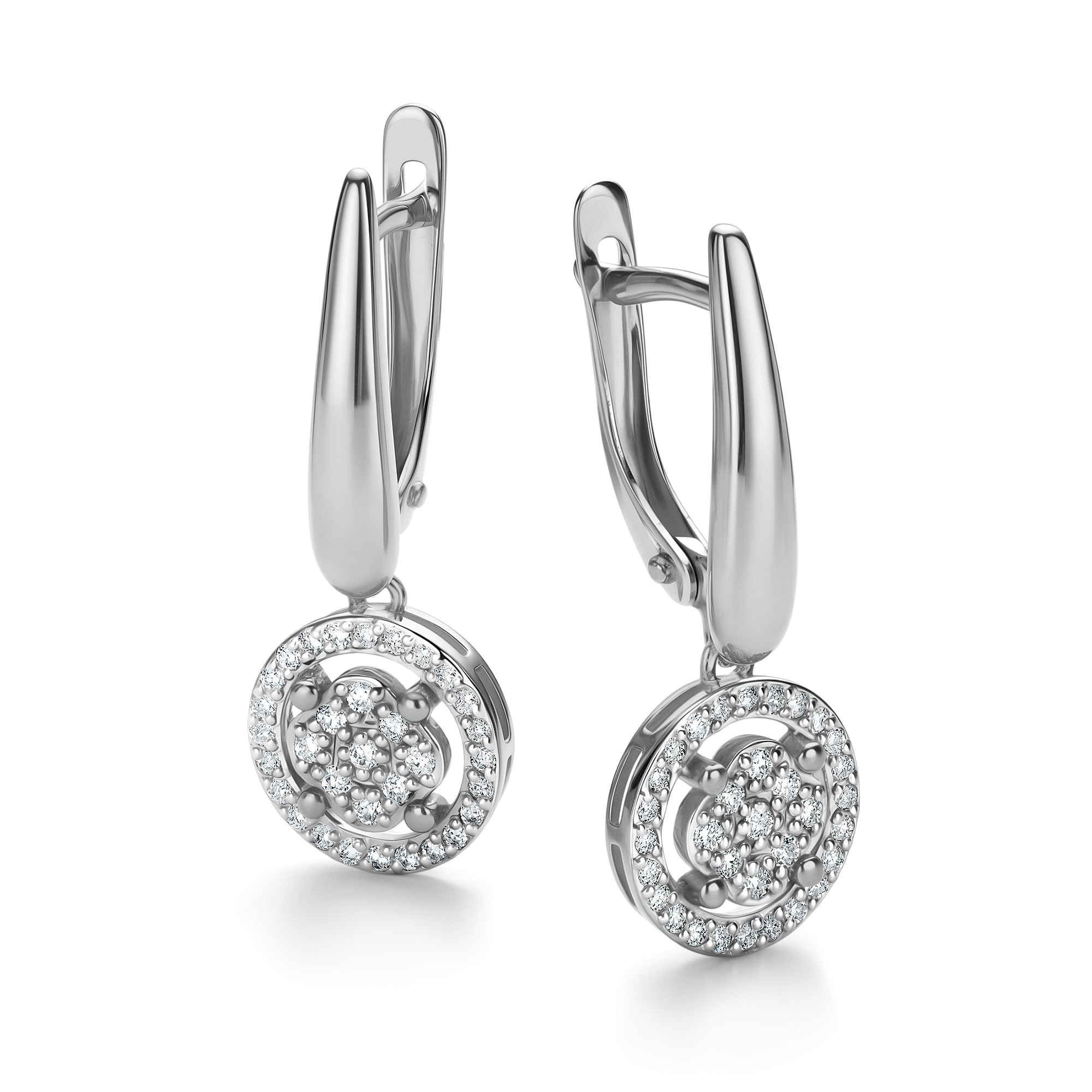 Серьги из белого золота с бриллиантом Алькор 26198-200 26198-200