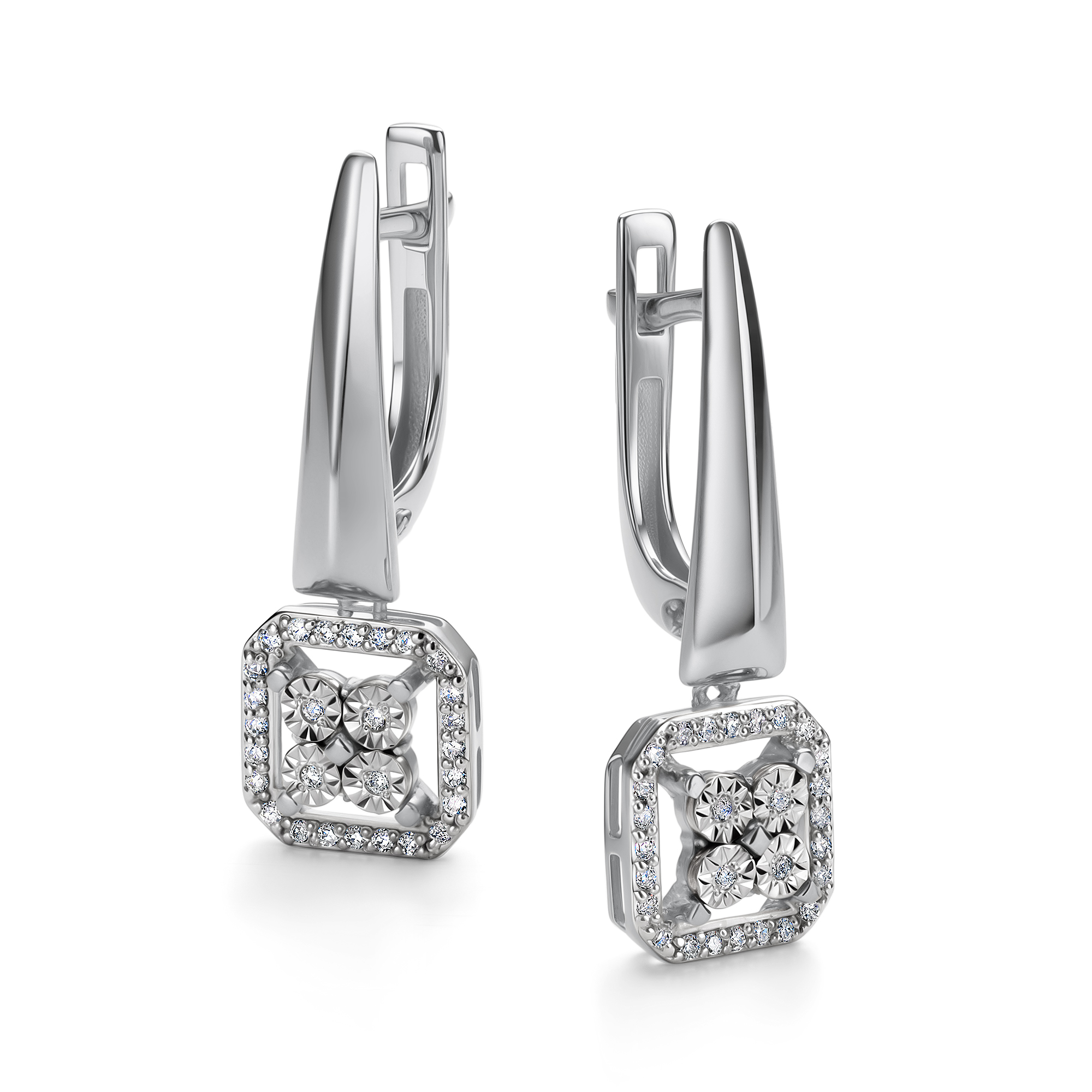 Серьги из белого золота с бриллиантом Алькор 26205-200 26205-200