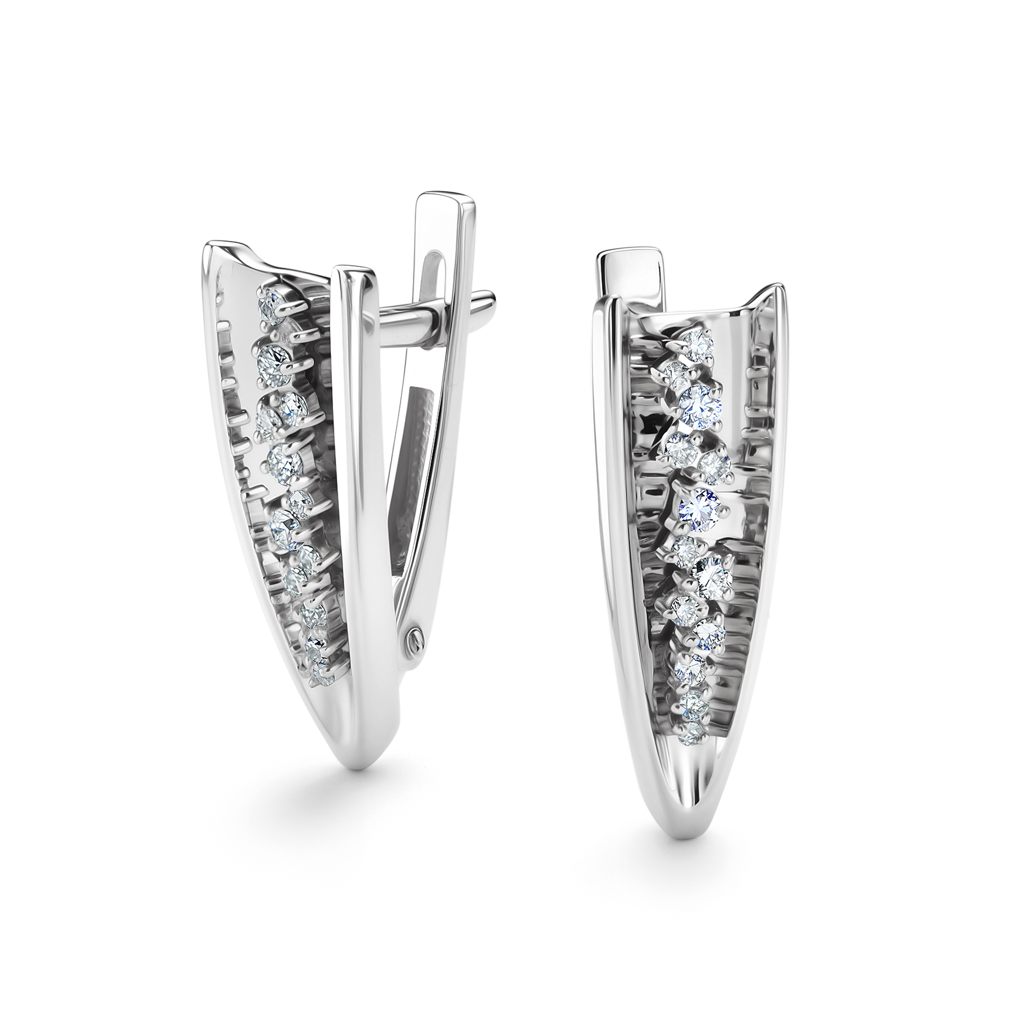 Серьги из белого золота с бриллиантом Алькор 26313-200 26313-200