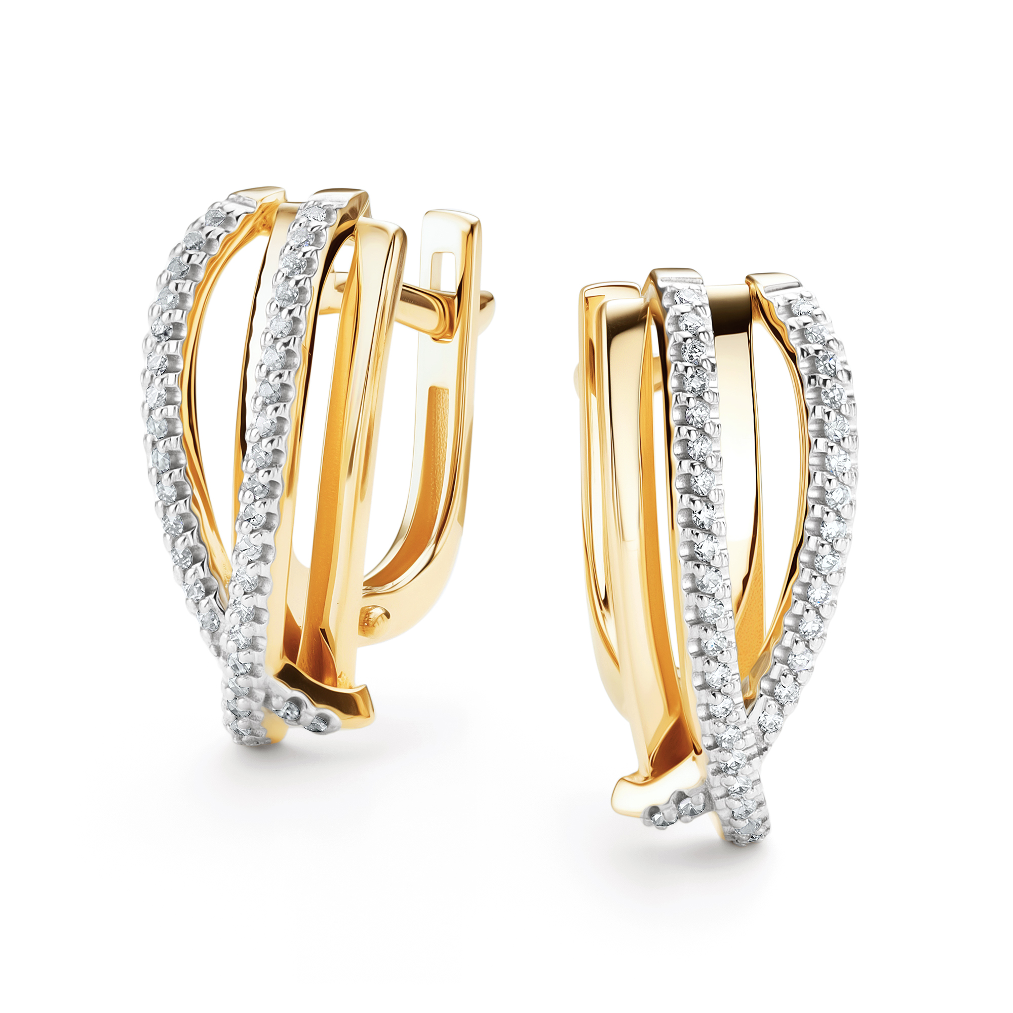 Серьги из лимонного золота с бриллиантом Алькор 26339-300 26339-300