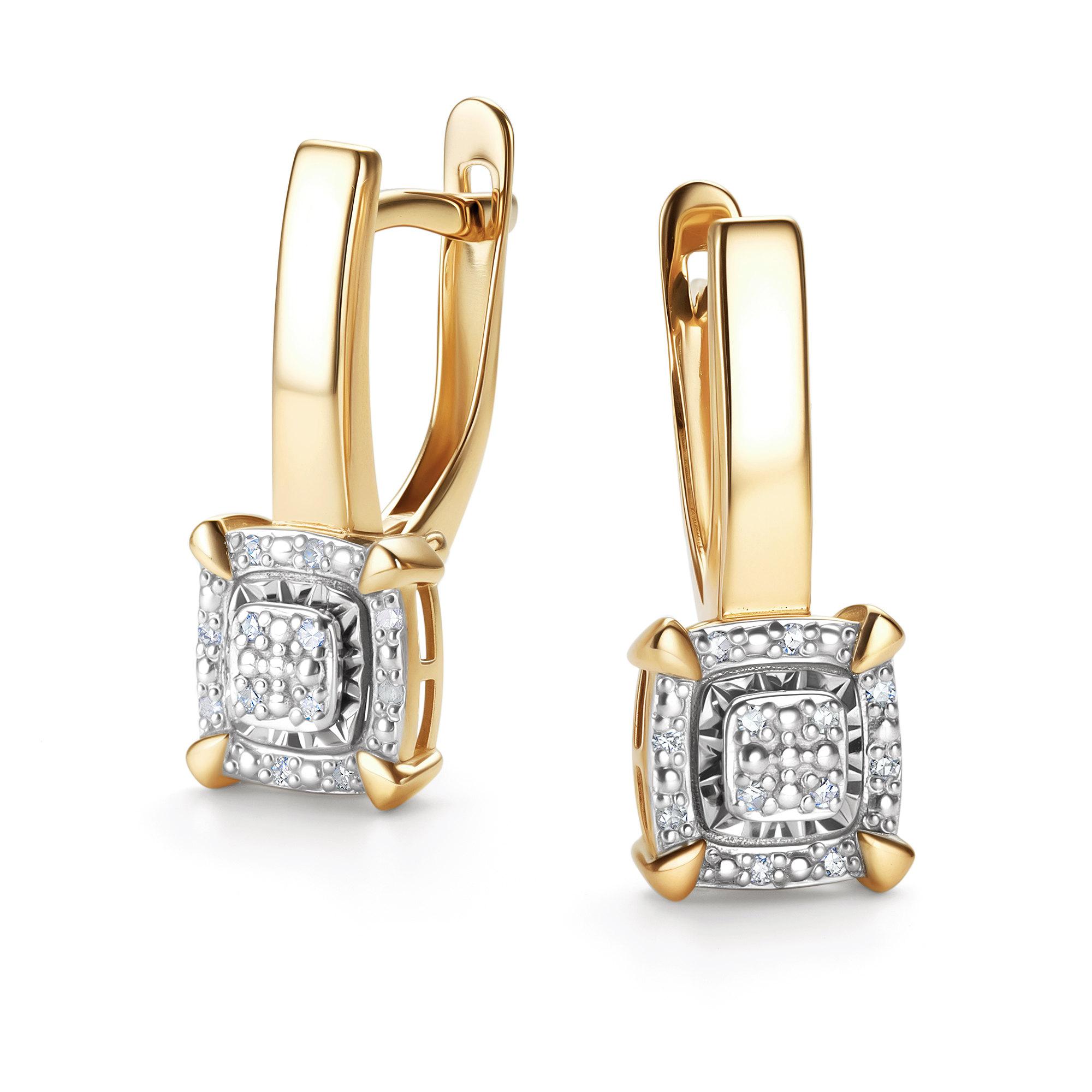 Серьги из лимонного золота с бриллиантом Алькор 26358-300 26358-300