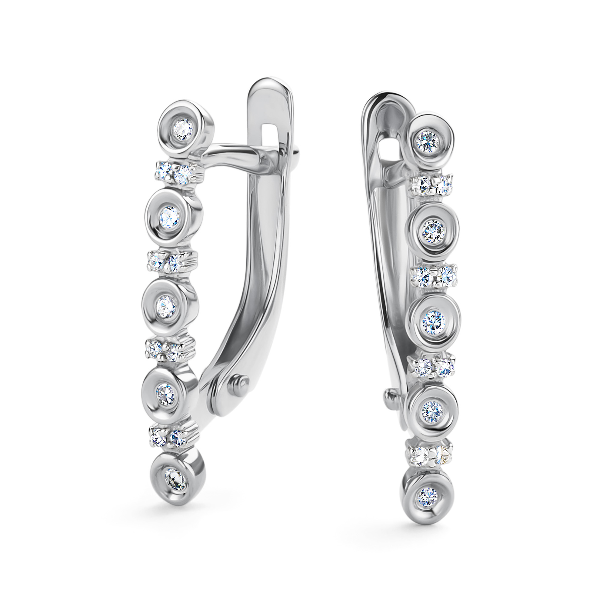 Серьги из белого золота с бриллиантом Алькор 26444-200 26444-200