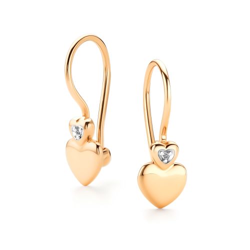 Серьги детские из золота с бриллиантом Алькор 26476-100 26476-100