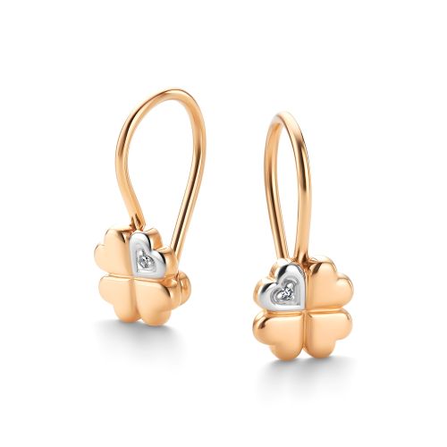 Серьги детские из золота с бриллиантом Алькор 26478-100 26478-100