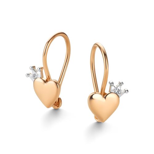 Серьги детские из золота с бриллиантом Алькор 26479-100 26479-100