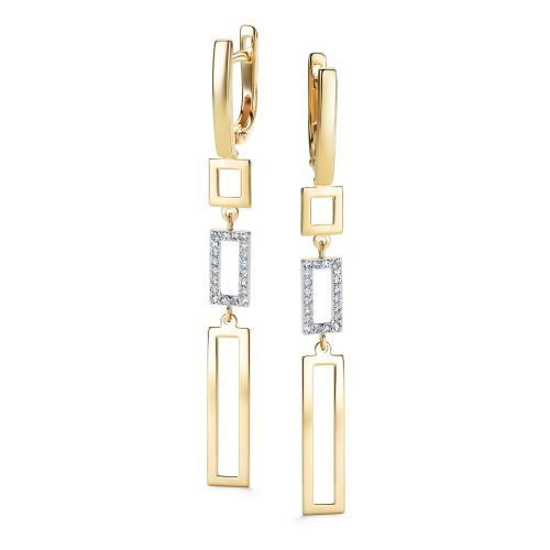 Серьги из лимонного золота с бриллиантом Алькор 26580-300 26580-300