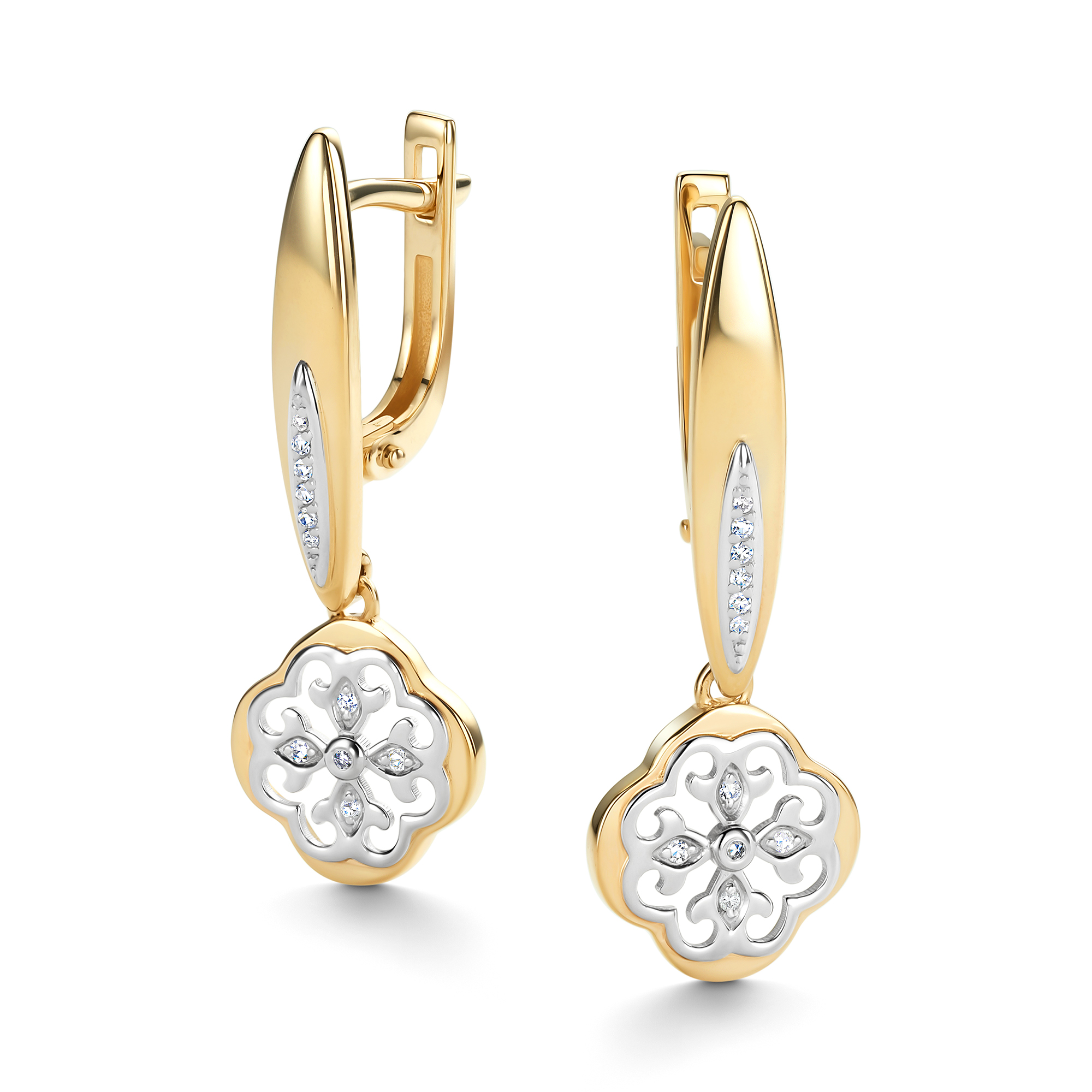 Серьги из лимонного золота с бриллиантом Алькор 26597-300 26597-300