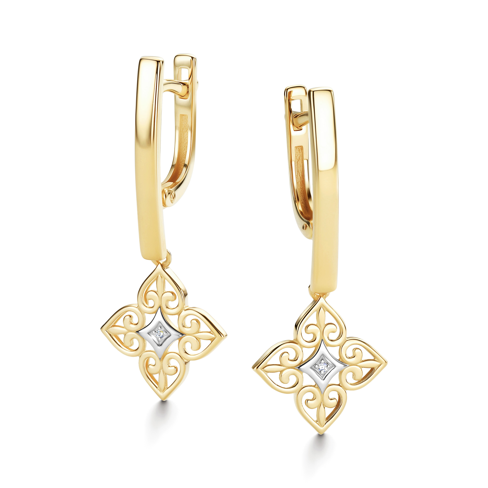 Серьги из лимонного золота с бриллиантом Алькор 26599-300 26599-300