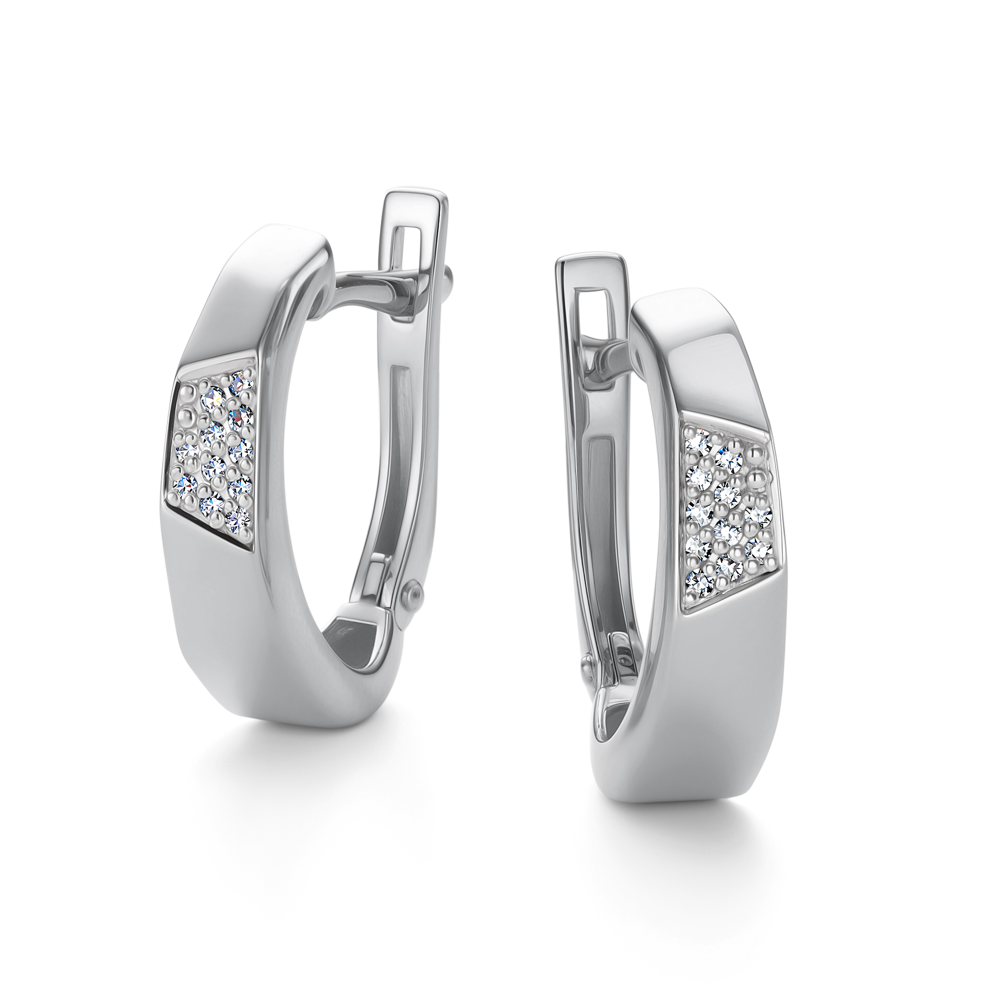 Серьги из белого золота с бриллиантом Алькор 26602-200 26602-200