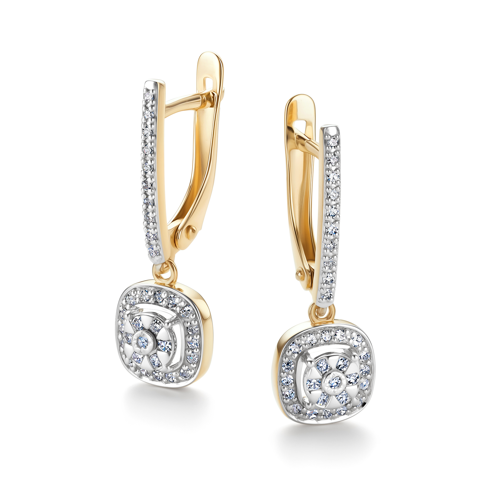 Серьги из лимонного золота с бриллиантом Алькор 26626-300 26626-300