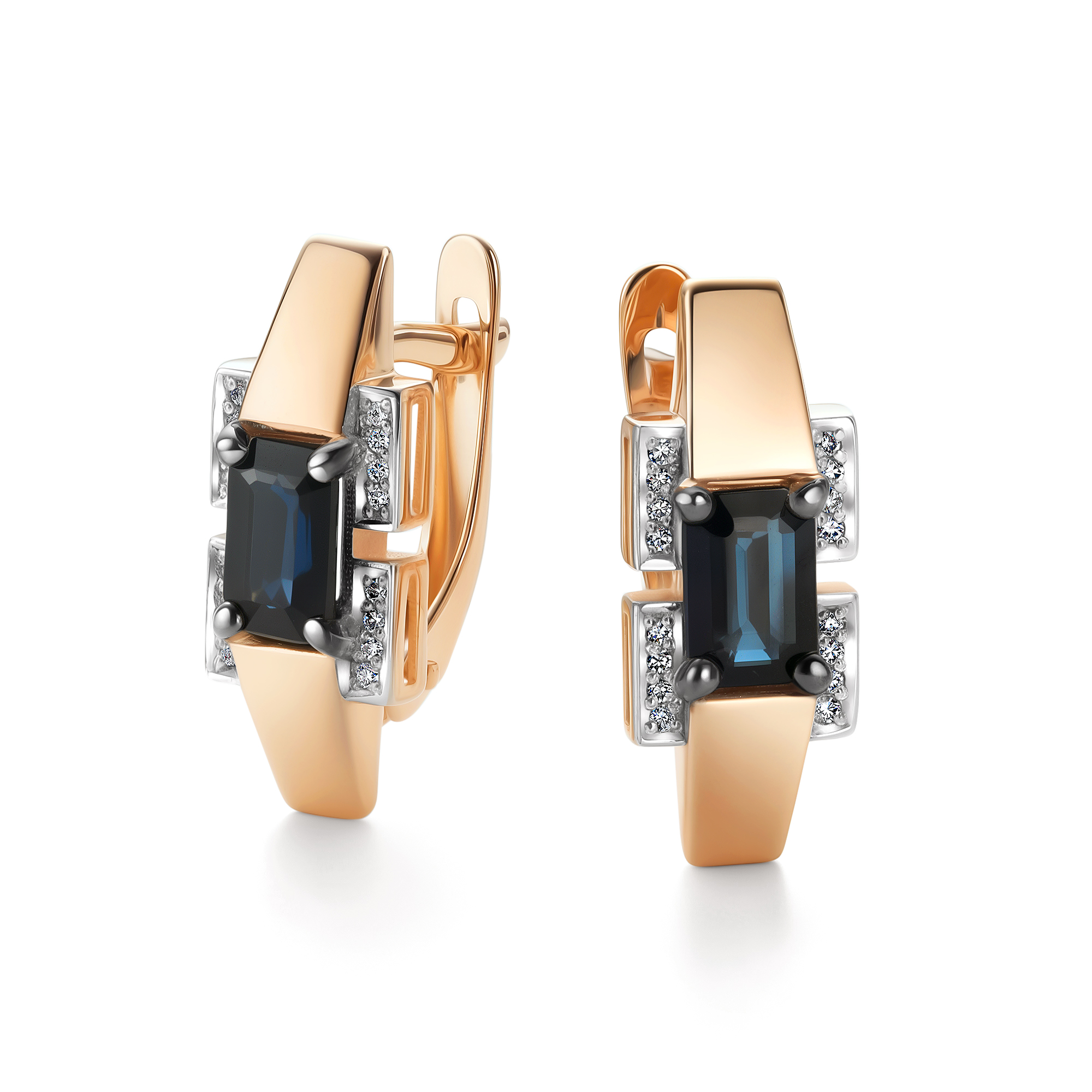 Серьги из золота с бриллиантом и с сапфиром Алькор 26693-102 26693-102