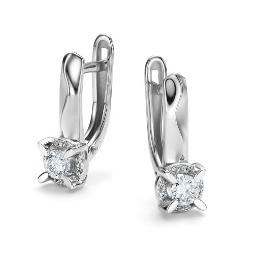 Серьги из белого золота с бриллиантом Алькор 26852-200 26852-200