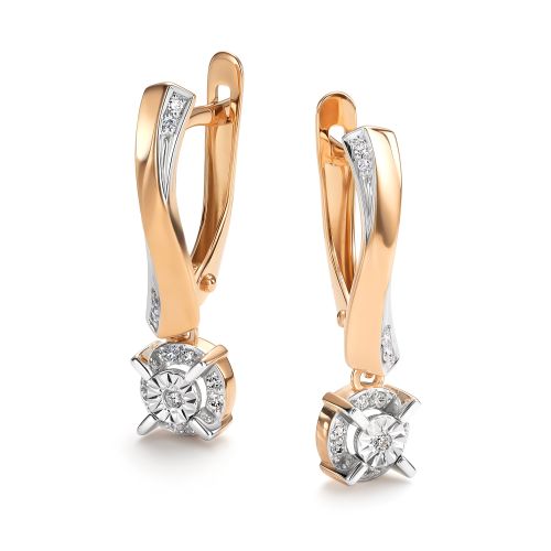 Серьги из золота с бриллиантом Алькор 26854-100 26854-100