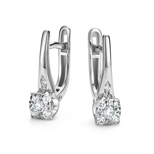 Серьги из белого золота с бриллиантом Алькор 26930-200 26930-200