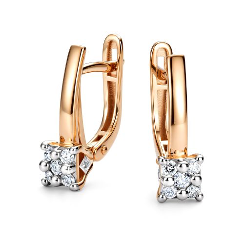 Серьги из золота с бриллиантом Алькор 26939-100 26939-100