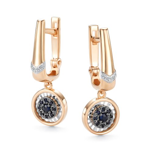 Серьги из золота с бриллиантом и с сапфиром Алькор 27018-102 27018-102