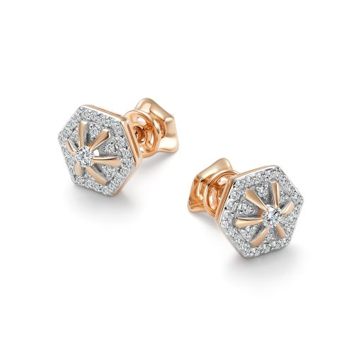 Серьги пусеты из золота с бриллиантом Алькор 27038-100 27038-100
