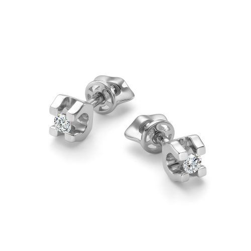 Серьги пусеты из белого золота с бриллиантом Алькор 27045-200 27045-200