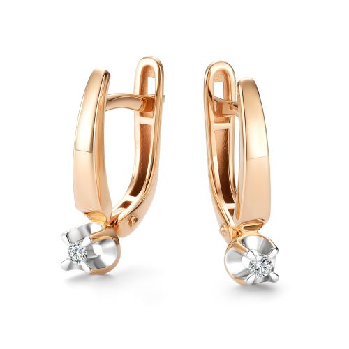 Серьги из золота с бриллиантом Алькор 27048-100 27048-100