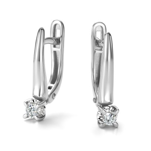 Серьги из белого золота с бриллиантом Алькор 27051-200 27051-200
