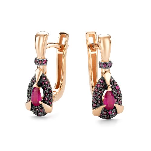Серьги из золота с рубином Алькор 27060-103 27060-103