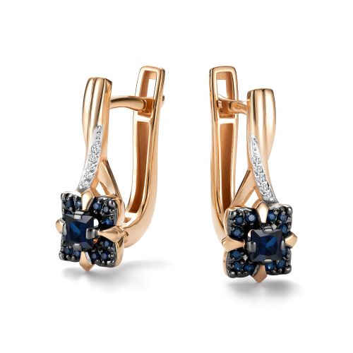 Серьги из золота с бриллиантом и с сапфиром Алькор 27062-102 27062-102
