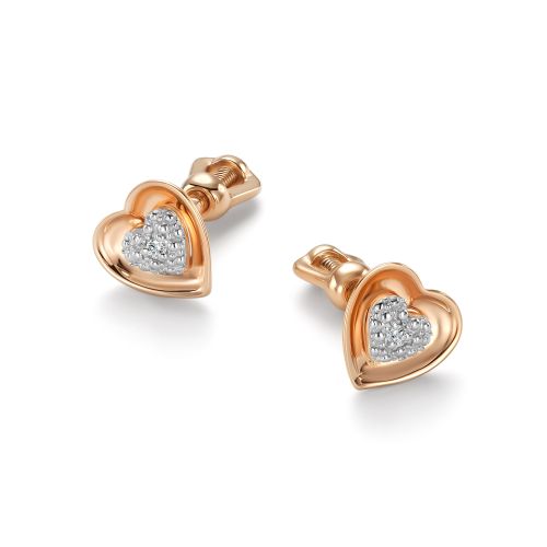 Серьги пусеты из золота с бриллиантом Алькор 27066-100 27066-100