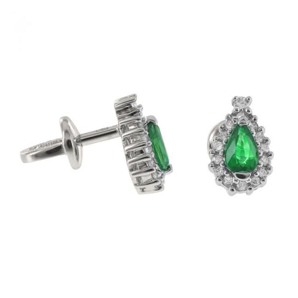 Серьги из золота с бриллиантом и с изумрудом Клондайк с321307пки с321307пки