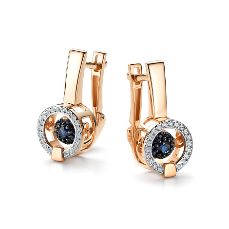Серьги из золота с бриллиантом и с сапфиром Алькор 26069-102 26069-102