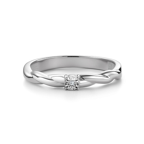 Кольцо из серебра с бриллиантом Алькор 01-4162/000б-00 01-4162/000б-00