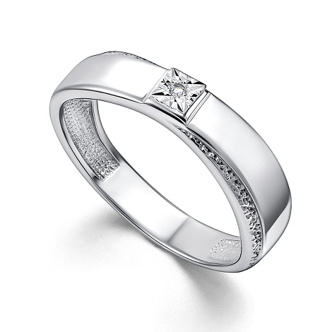 Кольцо из серебра с бриллиантом Алькор 01-4195/000б-00 01-4195/000б-00